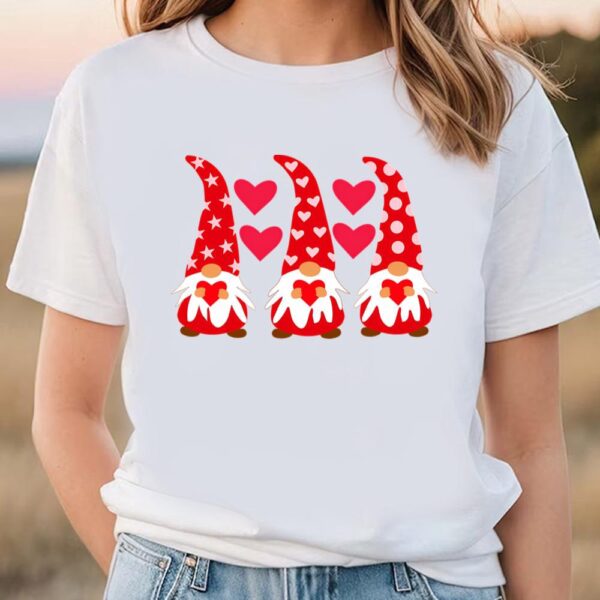 Valentines Womens Shirts, Valentine red Gnomes Holding Hearts Valentine Day Gnome T-Shirt