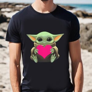 Valentines Womens Shirts, Valentine’s Day Baby Yoda Heart Funny Shirt