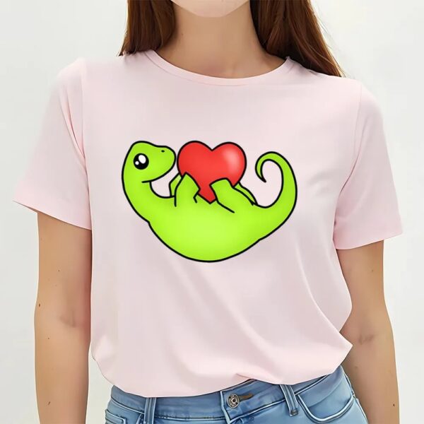 Valentines Womens Shirts, Valentines Day Be My Valentine Cute Brachiosaurus Holding A Heart Valentine T-Shirt