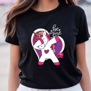 Valentines Womens Shirts Valentines Day Dabbing Unicorn T Shirt 3