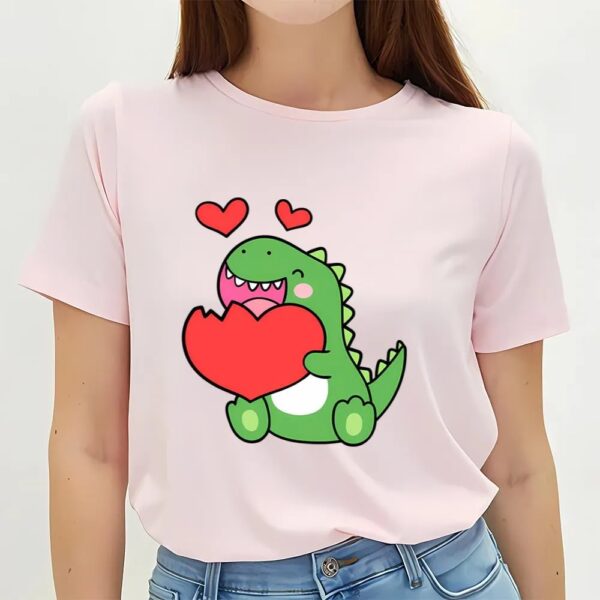 Valentines Womens Shirts, Valentine’s Day Dinosaur Heart T-Shirt