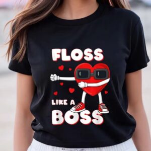 Valentines Womens Shirts Valentines Day Floss Like A Boss Heart Boys Girls Kids Shirt 3