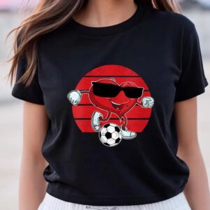 Valentines Womens Shirts Valentines Day Heart Kicking A Soccer Ball Cool Funny Sport T Shirt 3