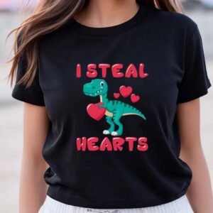 Valentines Womens Shirts Valentines Day I Steal Hearts Trex Lovers T Shirt 3