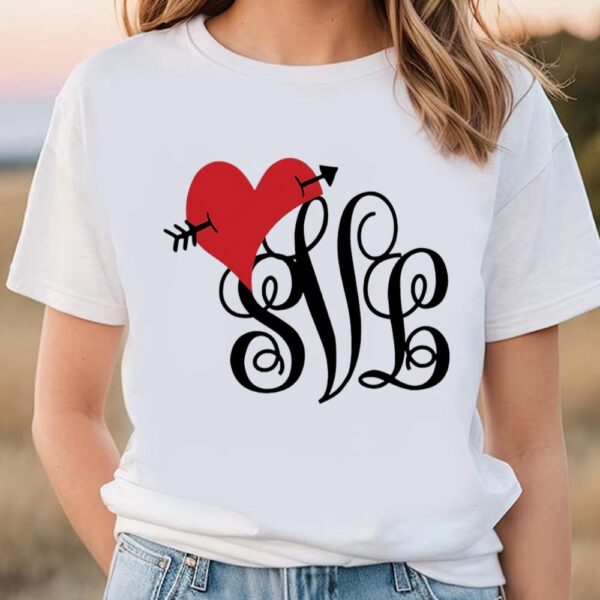 Valentines Womens Shirts, Valentine’s Day Monogram Shirt