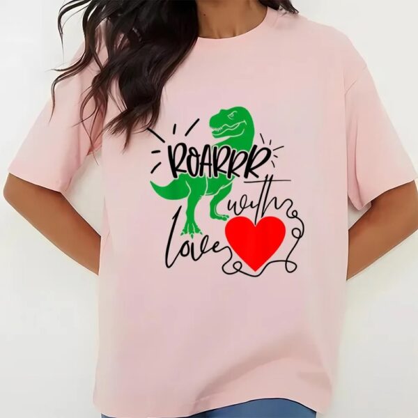 Valentines Womens Shirts, Valentines Day Shirt Dinosaur Valentine Gifts T-Shirt