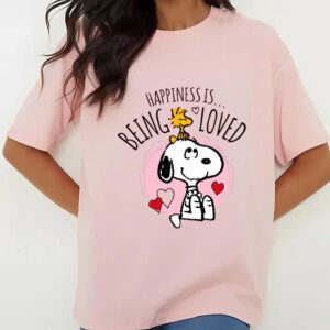 Valentines Womens Shirts Valentines Day Snoopy Happiness Is Being Loved T Shirt 3