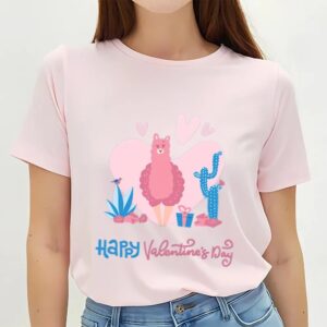 Valentines Womens Shirts Valentines Day With Cute Funny Llama Love T shirt 3