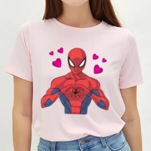 Valentines Womens Shirts Vintage Love Spiderman Valentines T Shirt 3