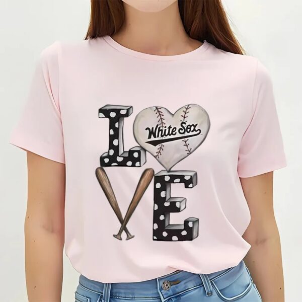 Valentines Womens Shirts, Youth Tiny Turnip White Chicago White Sox Baseball Love T-Shirt