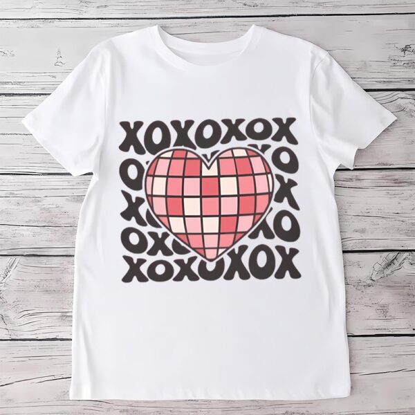 Valentines Womens Shirts, xoxo Discoball Heart Valentine Shirt