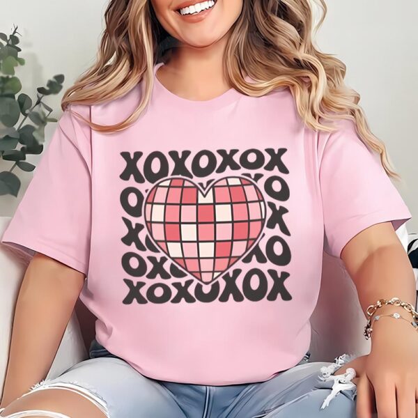 Valentines Womens Shirts, xoxo Discoball Heart Valentine Shirt