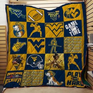 West Virginia Mountaineers Quilt Blanket Chic Campus Glamour 1