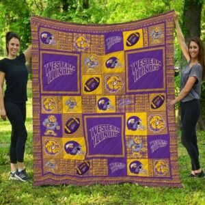 Western Illinois Leathernecks Quilt Blanket Collegiate Elegance Cozy 1