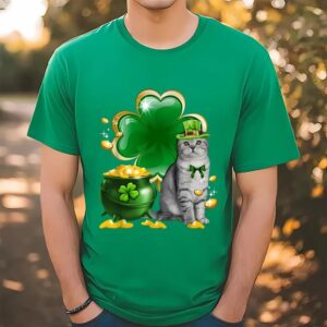 Cat Shamrock St Patricks Day Cat Irish T-Shirt