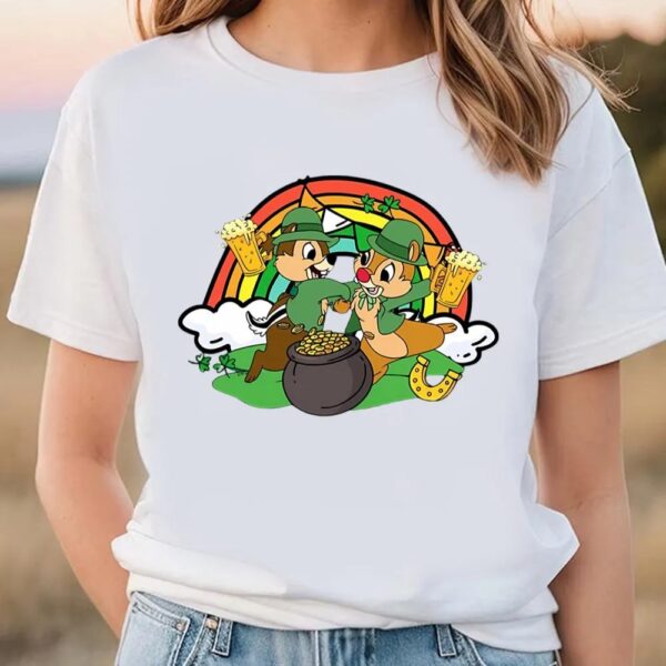 Chip And Dale With Shamrock Irish T-Shirt, Disney St Patricks Day T-Shirt