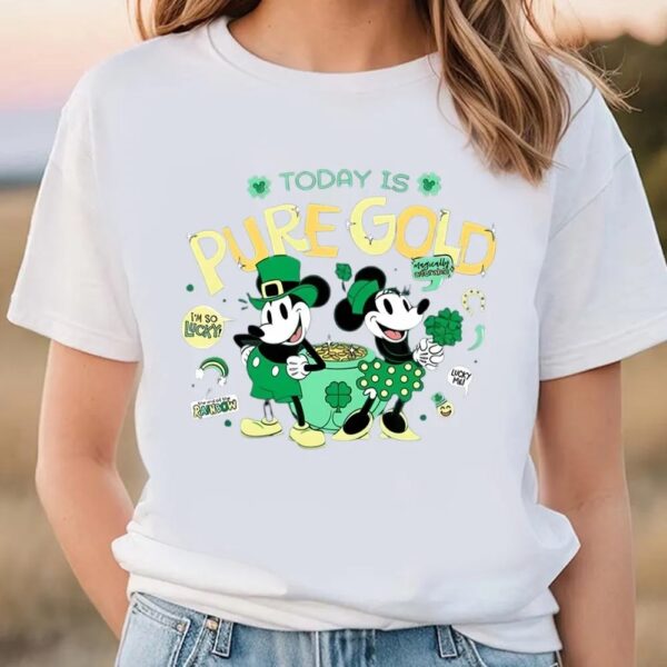 Disney Mickey Minnie Pure Gold St Patricks Day Retro T-Shirt