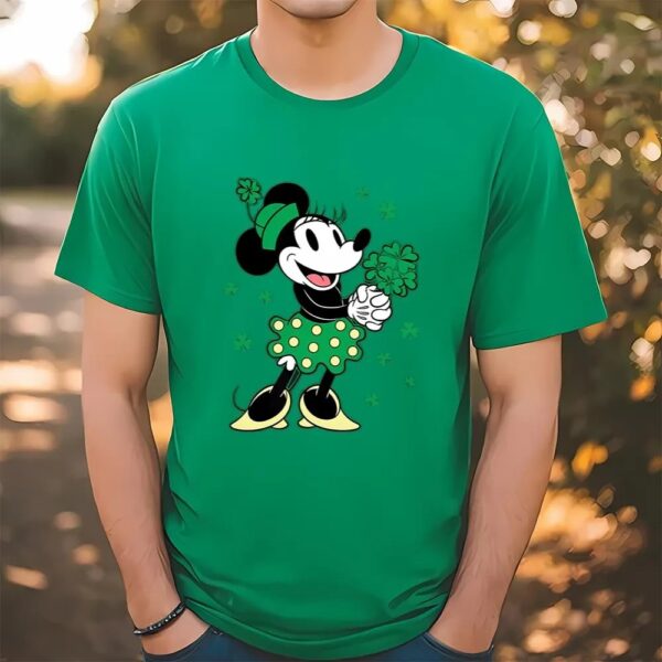 Disney Minnie Mouse Shamrock Bouquet St Patricks Day Retro T-Shirt