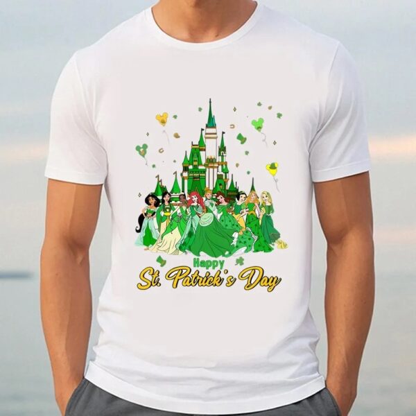 Disney Princess With Balloons Happy St. Patrick’s Day T-Shirt