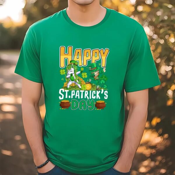 Leprechaun Riding Unicorn Happy St Patrick’s Day T-Shirt