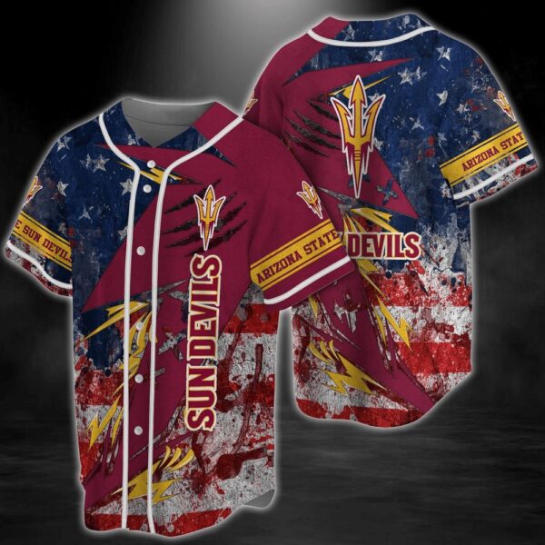 NCAA Arizona State Sun Devils Baseball Jersey Shirt US Flag