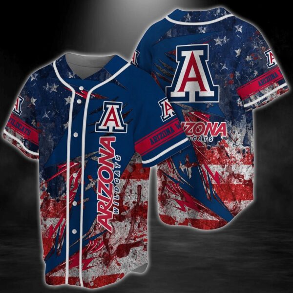 NCAA Arizona Wildcats Baseball Jersey Shirt US Flag