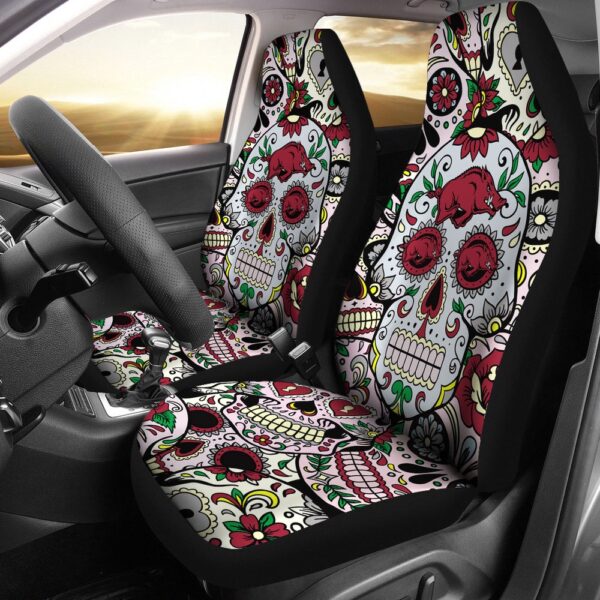 NCAA Arkansas Razorbacks Car Seat Covers Skull