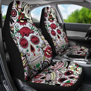 NCAA Arkansas Razorbacks Car Seat Covers Skull 2