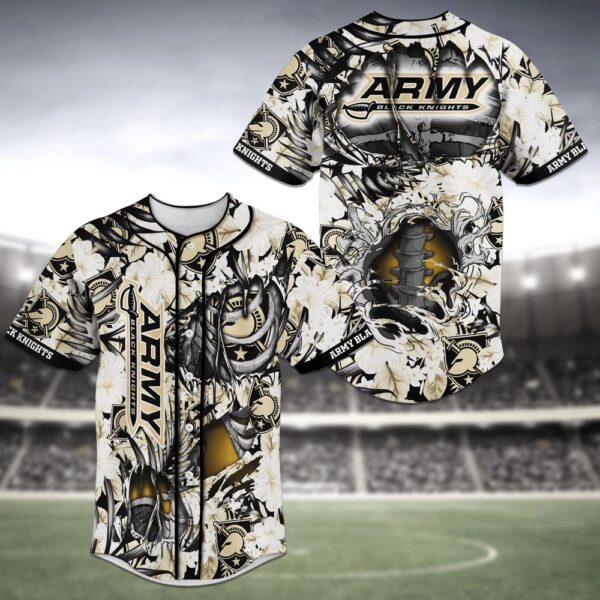 NCAA Army Black Knights Baseball Jersey Shirt Skeleton Flower