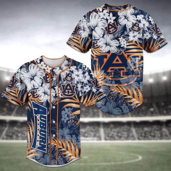 NCAA Auburn Tigers Baseball Jersey Shirt Flower