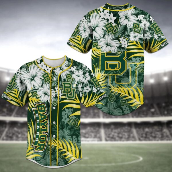 NCAA Baylor Bears Baseball Jersey Shirt Flower