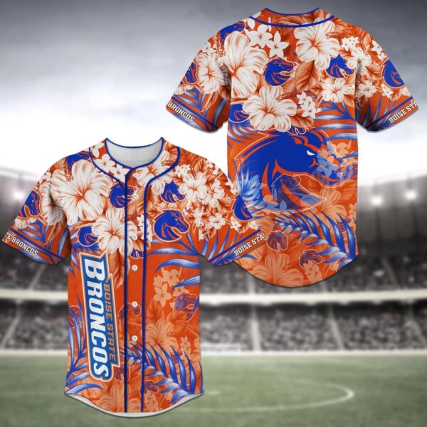 NCAA Boise State Broncos Baseball Jersey Shirt Flower