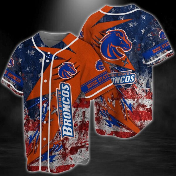 NCAA Boise State Broncos Baseball Jersey Shirt US Flag