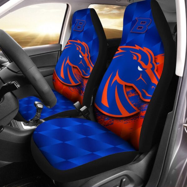 NCAA Boise State Broncos Car Seat Covers Blue Orange Grunge Style