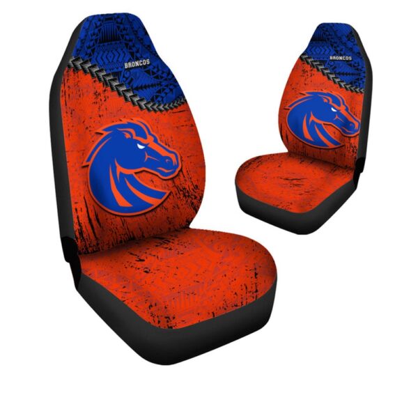 NCAA Boise State Broncos Car Seat Covers Orange Blue Grunge Polynesian