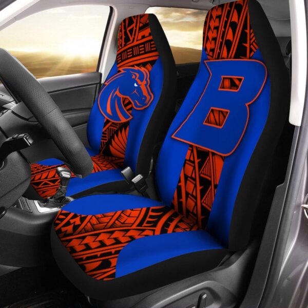 NCAA Boise State Broncos Car Seat Covers Orange Blue Polynesian