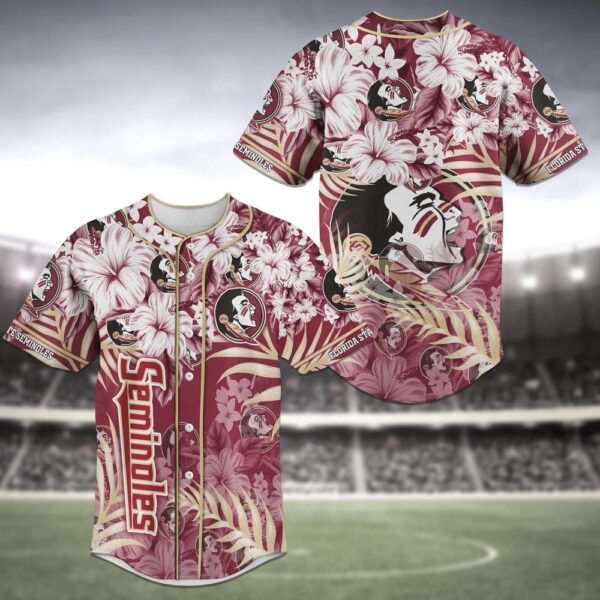 NCAA Florida State Seminoles Baseball Jersey Shirt Flower