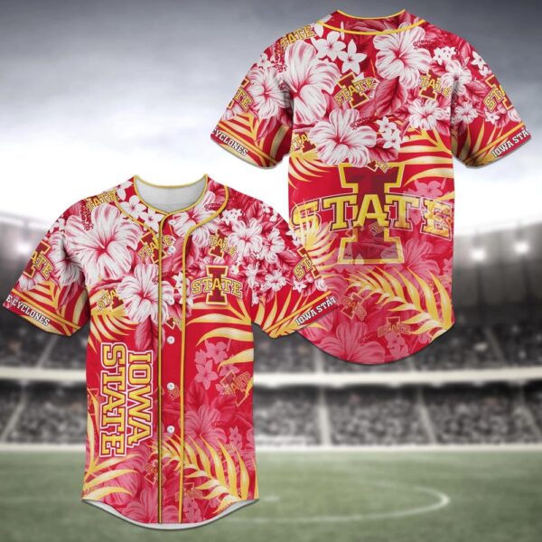 NCAA Iowa State Cyclones Baseball Jersey Shirt Flower