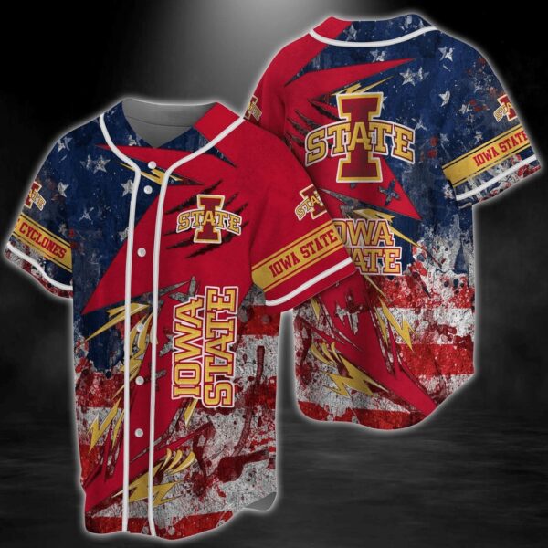 NCAA Iowa State Cyclones Baseball Jersey Shirt US Flag