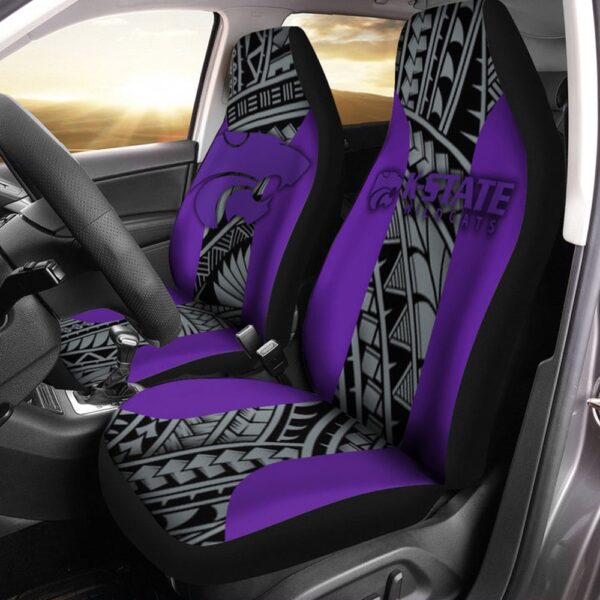 NCAA Kansas State Wildcats Car Seat Covers Purple Silver Polynesian