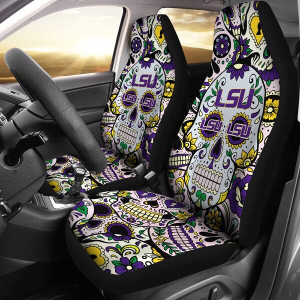 NCAA LSU Tigers Car Seat Covers Party Skull