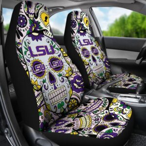 NCAA LSU Tigers Car Seat Covers Party Skull 2