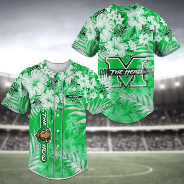 NCAA Marshall Thundering Herd Baseball Jersey Shirt Flower