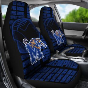 NCAA Memphis Tigers Car Seat Covers Blue Black Rugby Ball 2