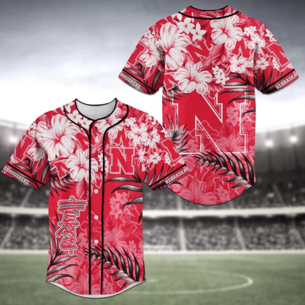 NCAA Nebraska Cornhuskers Baseball Jersey Shirt Flower