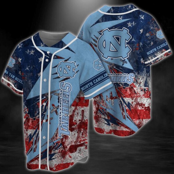 NCAA North Carolina Tar Heels Baseball Jersey Shirt US Flag