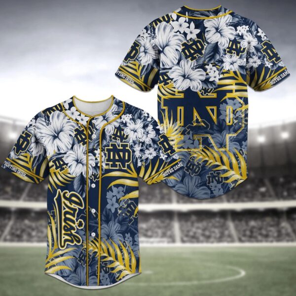 NCAA Notre Dame Fighting Irish Baseball Jersey Shirt Flower