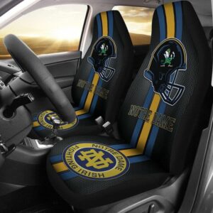 NCAA Notre Dame Fighting Irish Car Seat Covers Black Helmet 1