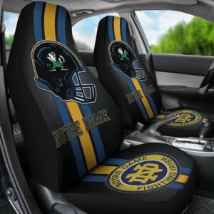 NCAA Notre Dame Fighting Irish Car Seat Covers Black Helmet 2