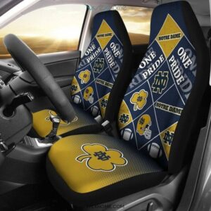 NCAA Notre Dame Fighting Irish Car Seat Covers Gold Blue 1